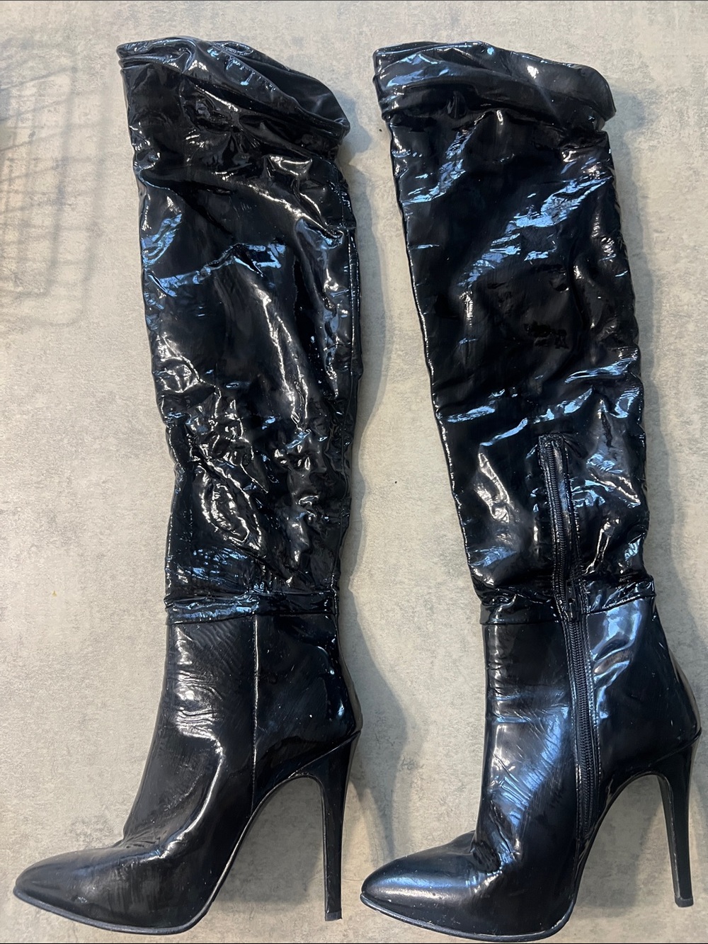 Black Patent Over-the-Knee Stiletto Boots